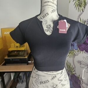 Casual Black Crop Top by